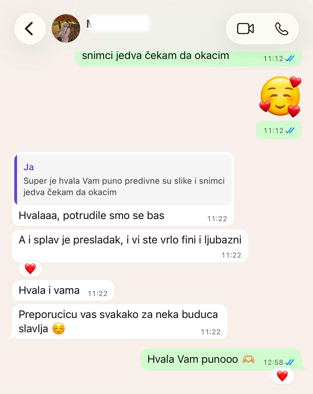 Utisak gošće o lepom splavu i ljubaznosti domaćina